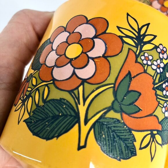 CARTWRIGHT & EDWARDS Vintage 4 Pce Yellow Orange Floral Midcentury Cup & Saucer - Picture 7 of 16
